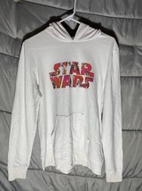 Disney Parks Star Wars White Sweatshirt Hoodie Pink Orange Graphics Droids Sz Lg - £11.41 GBP