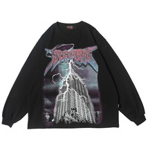 Lightning Graphic Long Sleeve T Shirt Fairy Grunge Tees Men Hip Hop Print Goth S - £116.19 GBP