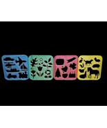 Tupperware Tuppertoys Set of 4 Holiday Stencils Flowers Planes Trains Ca... - $21.47 CAD