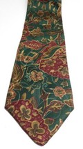 Vintage Barrister Silk Tie Green Red Gold Floral 54” Long 3.5” Wide - $7.99