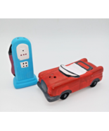 Red Convertible Car Blue Gas Pump Retro Salt and Pepper Shakers Set - NOB - £12.54 GBP