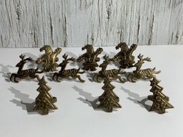 10 Brass Vintage Christmas Napkin Holders Santa, Christmas Tree, Raindeer - $23.28