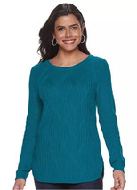 NEW Sonoma Teal Blue Twisted Cable-Knit Pullover Sweater Women&#39;s Size 2X... - £19.42 GBP