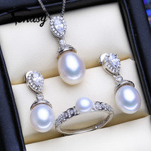 Natural Freshwater  Jewelry Sets 925 Silver Necklace For Women Wedding Jewelry S - £26.33 GBP