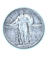 1918-D 25C Standing Liberty Quarter in Very Fine VF Condition, Nice Detail! - $142.96 CAD