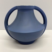 Coors 1930&#39;s Golden Colorado Blue 2 Handle Pottery Vase Vintage ART DECO 7” MCM - £29.38 GBP