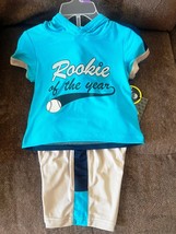 2Pcs 12-month Baby Boutique Clothes Rookie Of The Year Top And Shorts Set - £6.72 GBP