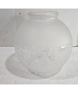 Antique Vtg Frosted Etched Floral Glass Round Sconce Pendant Lamp Light ... - $351.40 MXN