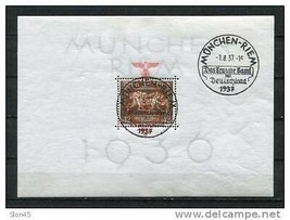 Germany 1937 Sheet  Mi Block 10. FDC cancel Ovpt in Red Brown Ribbon CV 130 eu - £70.07 GBP