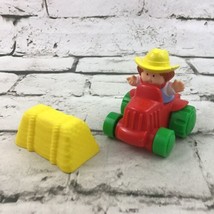 Vintage 1996 Fisher Price Farmer Jed Tractor Hay Bale McDonalds Happy Me... - $9.89