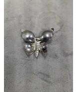 Old Metal Silver Butterfly Pin Brooch 2&quot; Big - $10.38