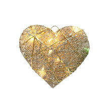 Sparkling Cotton Thread Christmas Décor w/ Lights - Heart - £19.56 GBP