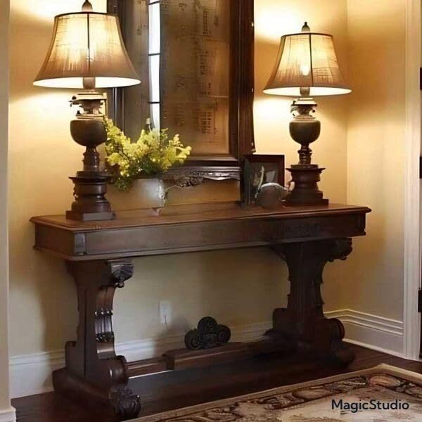 interoknack Vintage Narrow Solid Wood Console Table  Retro Entryway Foy... - $1,998.00 interoknack Vintage Narrow Solid Wood Console Table  Retro Entryway Foy... - $1,998.00