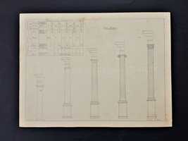 1931 Antique Five Orders Architecture Orig Pencil Sketch By Willard S. Hahn - £53.64 GBP