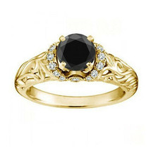 1.26 Carat Black Diamond Vintage Designer Anniversar​y Ring Band 14K Yellow Gold - $475.18