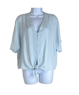 Rails Womens Size Medium Thea Button Tie Front Shirt Blue Tencel Short S... - £31.43 GBP