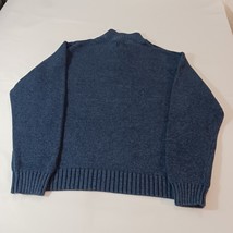 Chaps Men’s Cotton Blue 1/4 Button Pullover Sweater VGUC Elbow Patches Size XL image 2