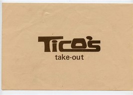 Tico&#39;s Mexican Restaurant Take Out Menu West Drake Road Boulder Colorado 1970&#39;s - £13.98 GBP