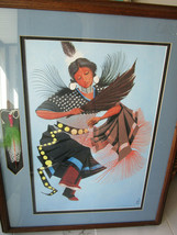 American Indian Lithograph By - Joseph S. LYONS- -ORIGINAL Rich Red OWL- Sioux - £100.73 GBP
