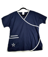 Dallas Cowboys Women&#39;s Blue NFL Mock Wrap Scrub Top size M - $22.80