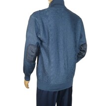 Men's Fancy European Sweater Jacket By Silversilk Fashionable 11007 Indigo Blue image 10