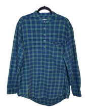 Vintage My Grandfather Shirt Mens XL Green Henley Flannel Irish Collarless - $44.99