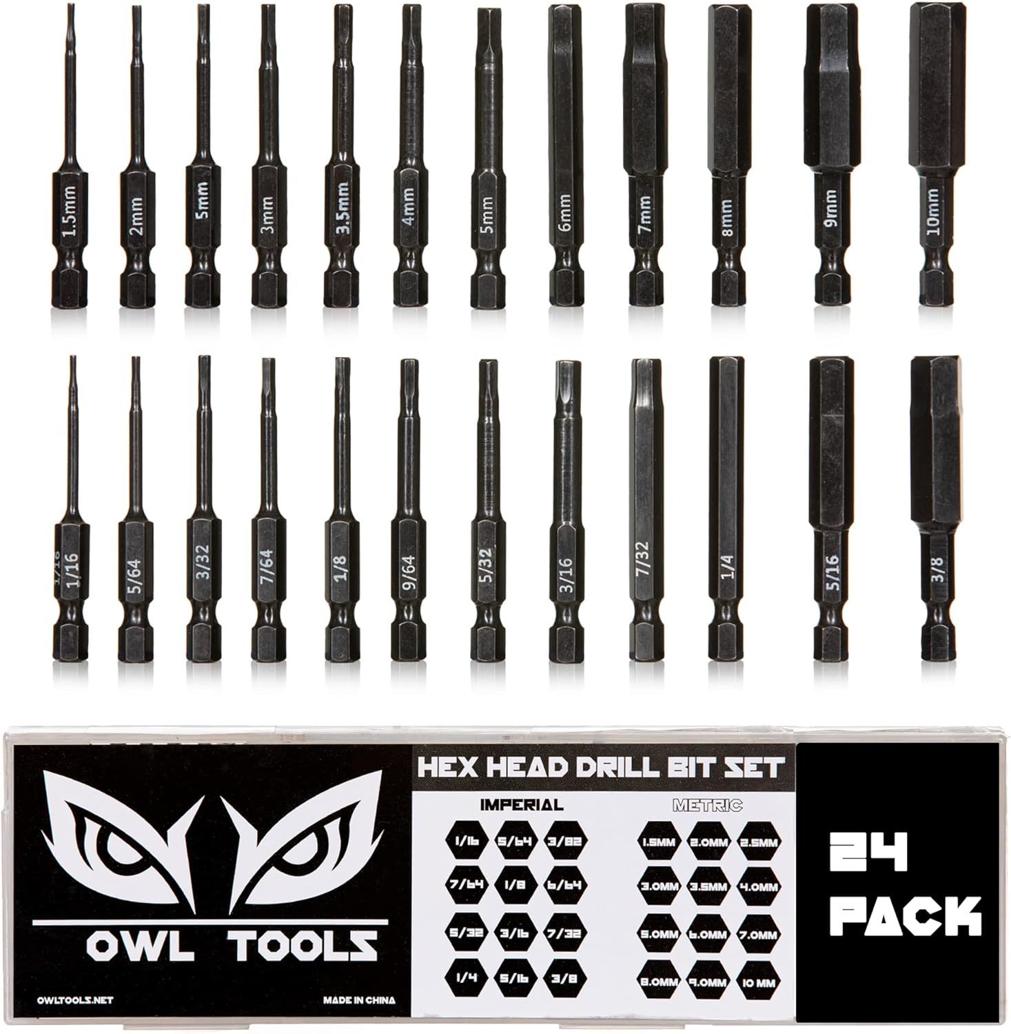 Owl Tools 24 Pack Of Hex Head Allen Wrench Drill Bits (Cr-Mo, 2.3&quot; With ... - $20.95
