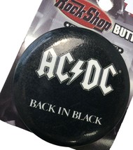 AC DC Button Back in Black Rock Band Metal Music Pin Round Pinback Vtg 2... - £3.06 GBP