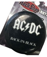 AC DC Button Back in Black Rock Band Metal Music Pin Round Pinback Vtg 2... - $5.35 CAD