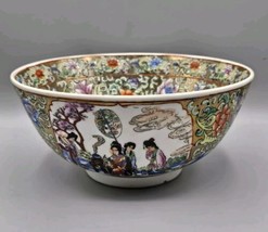 VINTAGE Chinese Porcelain Rose Pattern 9&quot; Bowl - £40.44 GBP