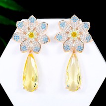 Style flowers earrings for women wedding party cubic zircon dubai bridal earring boucle thumb200