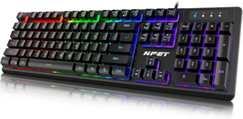 K10 Gaming Keyboard USB Wired Floating Keyboard, Quiet Ergonomic Water-Res - $35.63