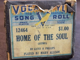 PLAYER PIANO ROLL VOCAL STYLE 12464 HOME OF THE SOUL V SONG ROLL - £9.33 GBP