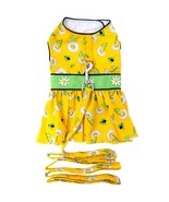 Ladybugs &amp; Daisies Yellow Cotton Dog Dress with Matching Leash Sizes XS-XL - €25,74 EUR