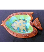 Treasure Craft MCM 1960s Era Fish Shape Ashtray #391 Green Glaze Sea Lif... - £18.30 GBP