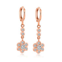Cubic Zirconia & 18K Rose Gold-Plated Flower Drop Earrings - $3.99