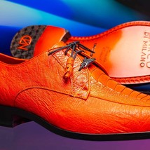 Andretti Genuine Ostrich Leg Dress Derby's Tasseled laces Shoes Orange image 11