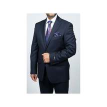 Mens DKNY 100% Wool Slim Fit 2 Button Notch Lapel Nailhead window Pane 1524 Navy image 3