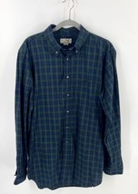 LL Bean Mens Button Down Shirt Size XL Tall Plaid Navy Blue Green Collared - £26.75 GBP