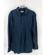 LL Bean Mens Button Down Shirt Size XL Tall Plaid Navy Blue Green Collared - €28,99 EUR