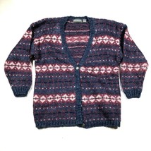 Maurices Cardigan Sweater Womens M Purple Pink Mohair Blend Fair Isle No... - $28.04