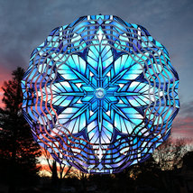 Blue Crystal Like Flower Wind Spinner 10&quot; /w FREE Shipping - £19.66 GBP