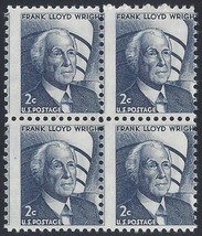 1280 - 2c Misperf Error / EFO Block of 4 "Frank Lloyd Wright" Mint NH - $7.69