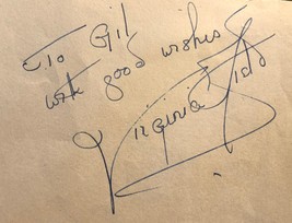 VIRGINIA FIELDS AUTOGRAPHED SIGNED VINTAGE ALBUM PAGE SIGNATURE MR. MOTO  - €21,86 EUR