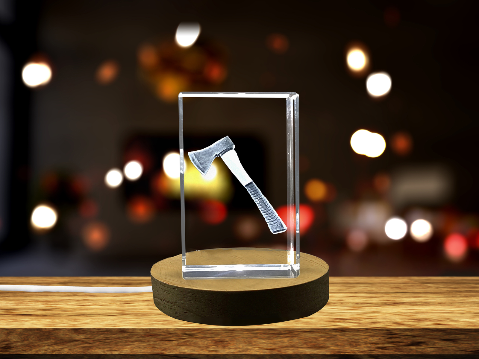 LED Base included | A Faceted Crystal Axe - A Tribute to Survival and Industry