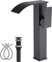 Bathroom Vessel Faucet Black Waterfall Single Hole One Handle Bowl Sink Faucets - $65.96