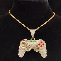 Men Women Hip Hop Game Controller Handle Pendant Necklace with 13mm Cuban Chain  - £36.16 GBP