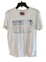 Super Dry Shirt Men&#39;s Large Fits Like M Distressed Logo T-shirt Made in ... - £11.86 GBP