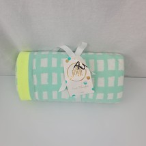 Oh Joy Knit Sweater Baby Blanket Grid Square White Neon Yellow Light Mint Green - £29.75 GBP