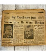 Nixon Resignation Newspapers &quot;Won&#39;t Resign&quot; &quot;Resigns&quot; Washington Post Fu... - £113.12 GBP